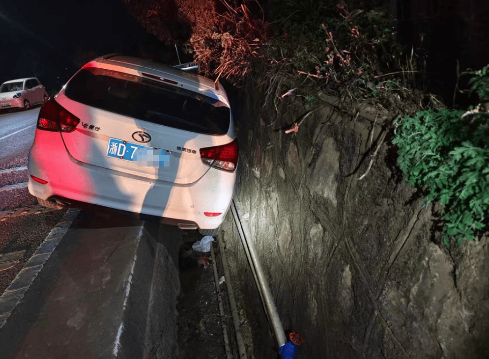 我撿個眼鏡，抬頭的時候車子就掉溝裡了......