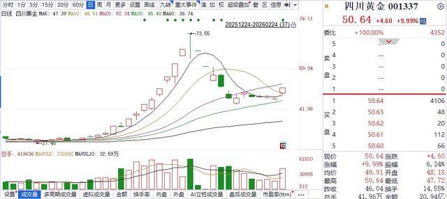 1.67億元搶籌四川黃金！340萬股被機構快速收入囊中