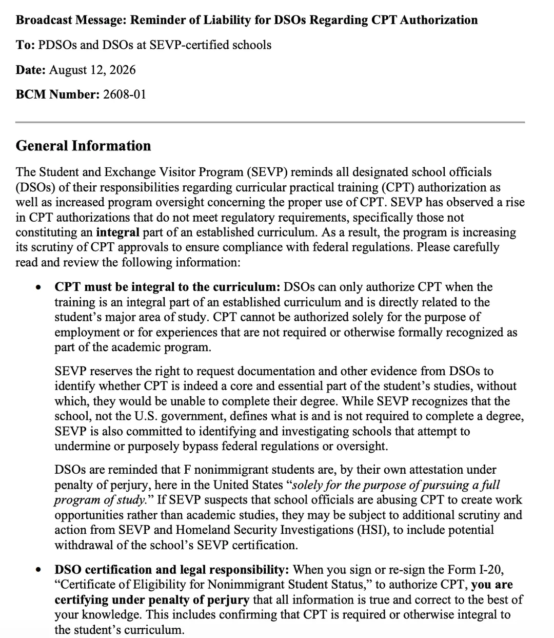 突發！CPT重大收緊？美國嚴查留學生CPT，全美高校被警告，UCB暫停CPT申請...